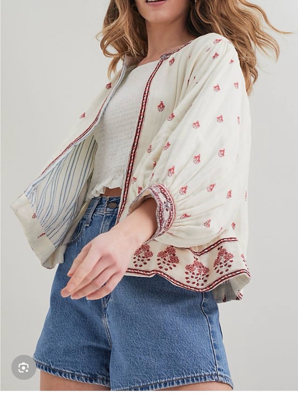 MABE Mia Printed Cream Boho Jacket by Anthropologie
